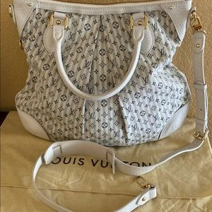 LOUIS VUITTON Croisette MINI LIN MARINA Denim Tote Bag Crossbody Shoulder Strap